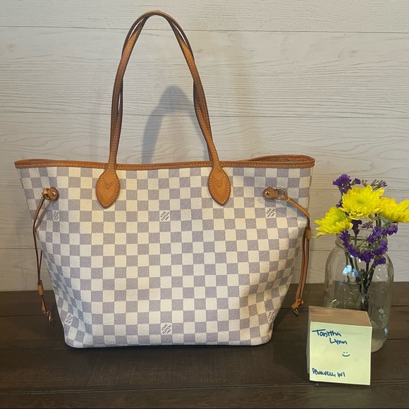 Louis Vuitton Bags Authentic Louis Vuitton Lv Damier Azur Neverfull